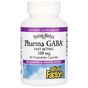 Natural Factors, Stress Relax, Pharma GABA, 100 mg, 60 veg. Kapseln