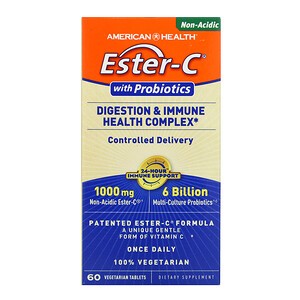 American Health, Ester-C with Probiotics, Digestion & Immune Health Complex, 60 veg. Tabletten