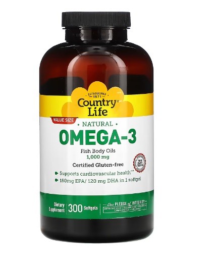 Country Life, Omega-3, 1000 mg, 300 Weichkapseln