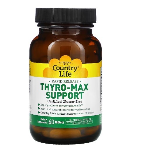 Country Life, Rapid Release Thyro-Max Support, Schilddrüsenunterstützung, 60 Tabletten