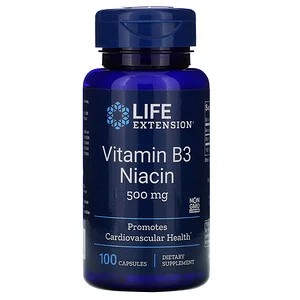 Life Extension, Vitamin B3 Niacin, 500 mg, 100 Kapseln