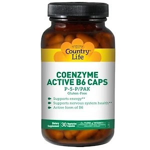 Country Life, Coenzym Aktiv B6 Kapsel, P-5-P/PAK, 30 vegetarische Kapseln